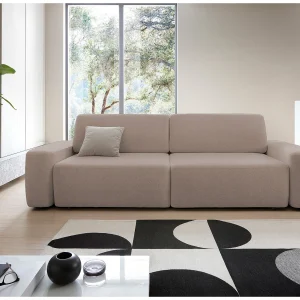 4-zitsbank, vrijstaand, opbergruimte, PUR-schuim, stof Raven, slaapfunctie 120x200cm, afm. 257x82x105cm, Cappucino