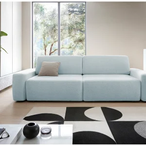 4-zitsbank, vrijstaand, opbergruimte, PUR-schuim, stof Raven, slaapfunctie 120x200cm, afm. 257x82x105cm, Duif