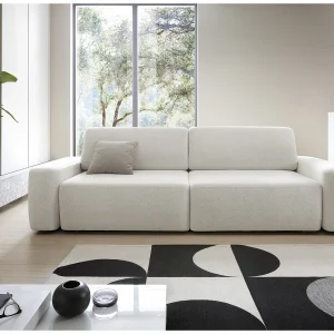 4-zitsbank, vrijstaand, opbergruimte, PUR-schuim, stof Raven, slaapfunctie 120x200cm, afm. 257x82x105cm, Beige