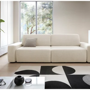 4-zitsbank, vrijstaand, opbergruimte, PUR-schuim, stof Raven, slaapfunctie 120x200cm, afm. 257x82x105cm, Zand