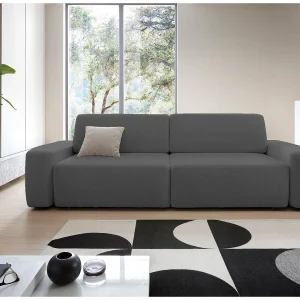 4-zitsbank, vrijstaand, opbergruimte, PUR-schuim, stof Raven, slaapfunctie 120x200cm, afm. 257x82x105cm, Grijs