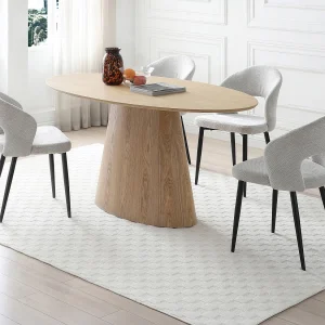 Set van tafel ANTELADA + 4 stoelen NIYAMA – Licht naturel en grijs