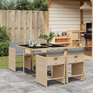 5-delige Tuinset met kussens poly rattan gemengd beige 5-delige Tuinset met kussens poly rattan gemengd beige
