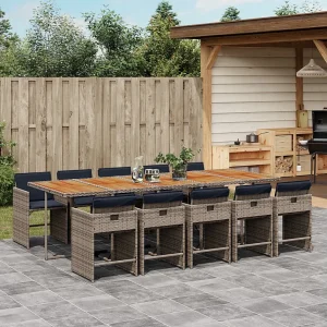 11-delige Tuinset met kussens poly rattan grijs 11-delige Tuinset met kussens poly rattan grijs