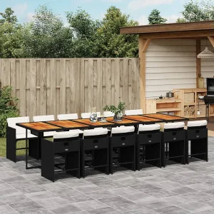 13-delige Tuinset met kussens poly rattan zwart 13-delige Tuinset met kussens poly rattan zwart