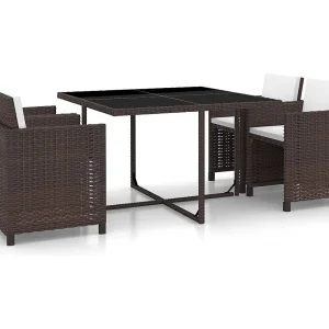 5-delige Tuinset met kussens poly rattan bruin 5-delige Tuinset met kussens poly rattan bruin