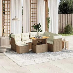 8-delige Loungeset met kussens poly rattan beige 8-delige Loungeset met kussens poly rattan beige