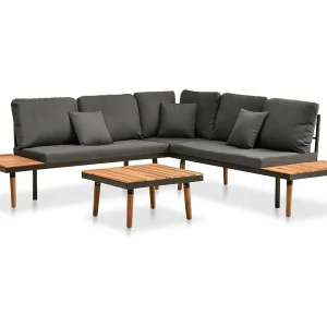 4-delige Loungeset met kussens massief acaciahout 4-delige Loungeset met kussens massief acaciahout