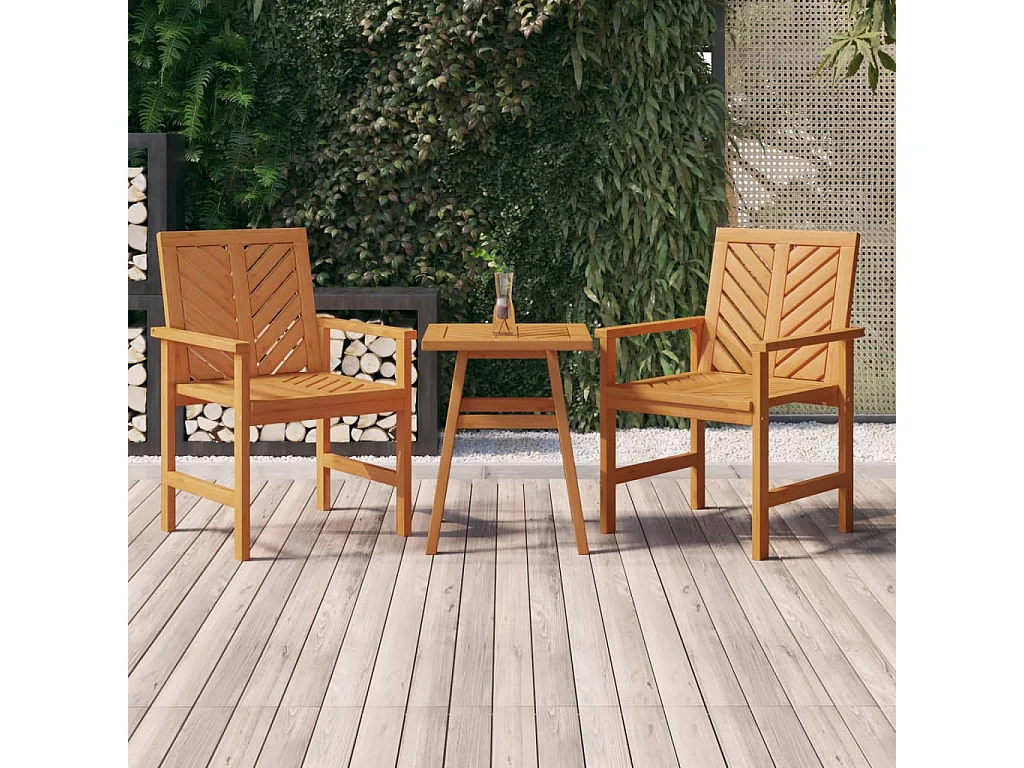 3-delige Loungeset massief acaciahout