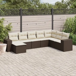 8-delige Loungeset met kussens poly rattan bruin 8-delige Loungeset met kussens poly rattan bruin