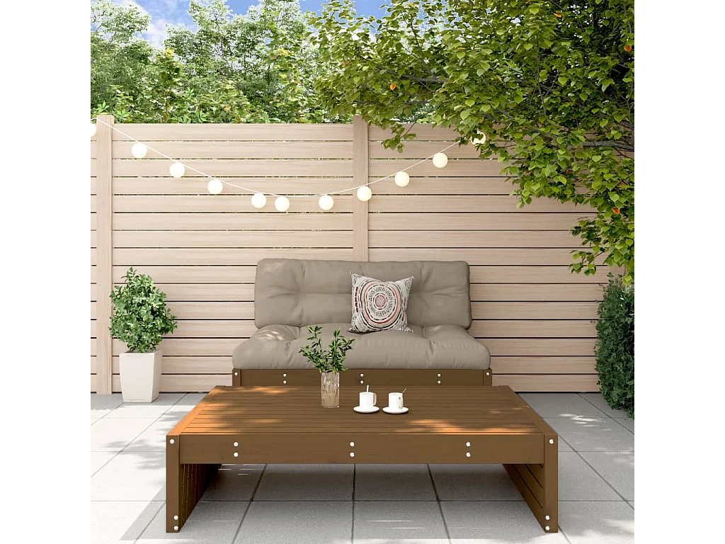 2-delige Loungeset met kussens massief hout honingbruin