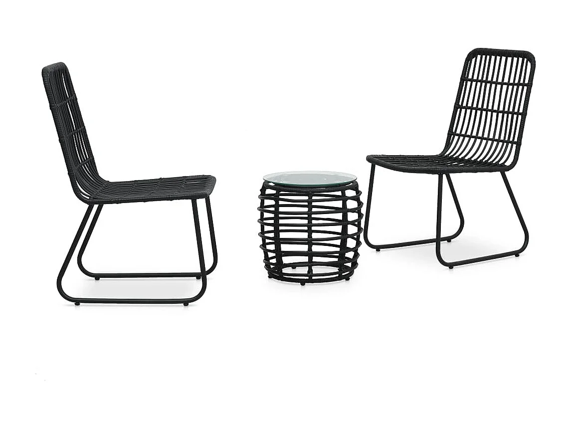 3-delige Bistroset poly rattan zwart