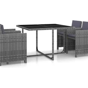 5-delige Tuinset met kussens poly rattan grijs 5-delige Tuinset met kussens poly rattan grijs