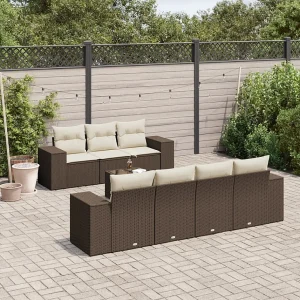 8-delige Loungeset met kussens poly rattan bruin 8-delige Loungeset met kussens poly rattan bruin