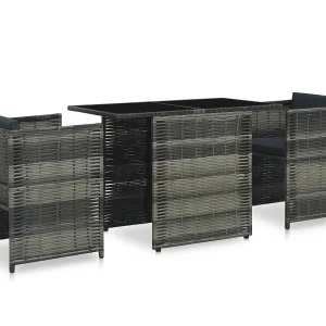3-delige Bistroset met kussens poly rattan grijs