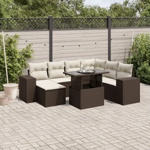 8-delige Loungeset met kussens poly rattan bruin 8-delige Loungeset met kussens poly rattan bruin