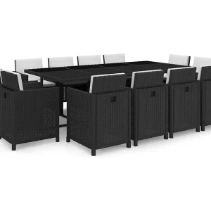 13-delige Tuinset met kussens poly rattan zwart 13-delige Tuinset met kussens poly rattan zwart