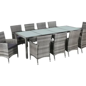 11-delige Tuinset met kussens poly rattan grijs 11-delige Tuinset met kussens poly rattan grijs