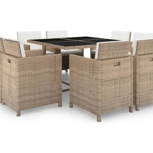 9-delige Tuinset met kussens poly rattan beige 9-delige Tuinset met kussens poly rattan beige