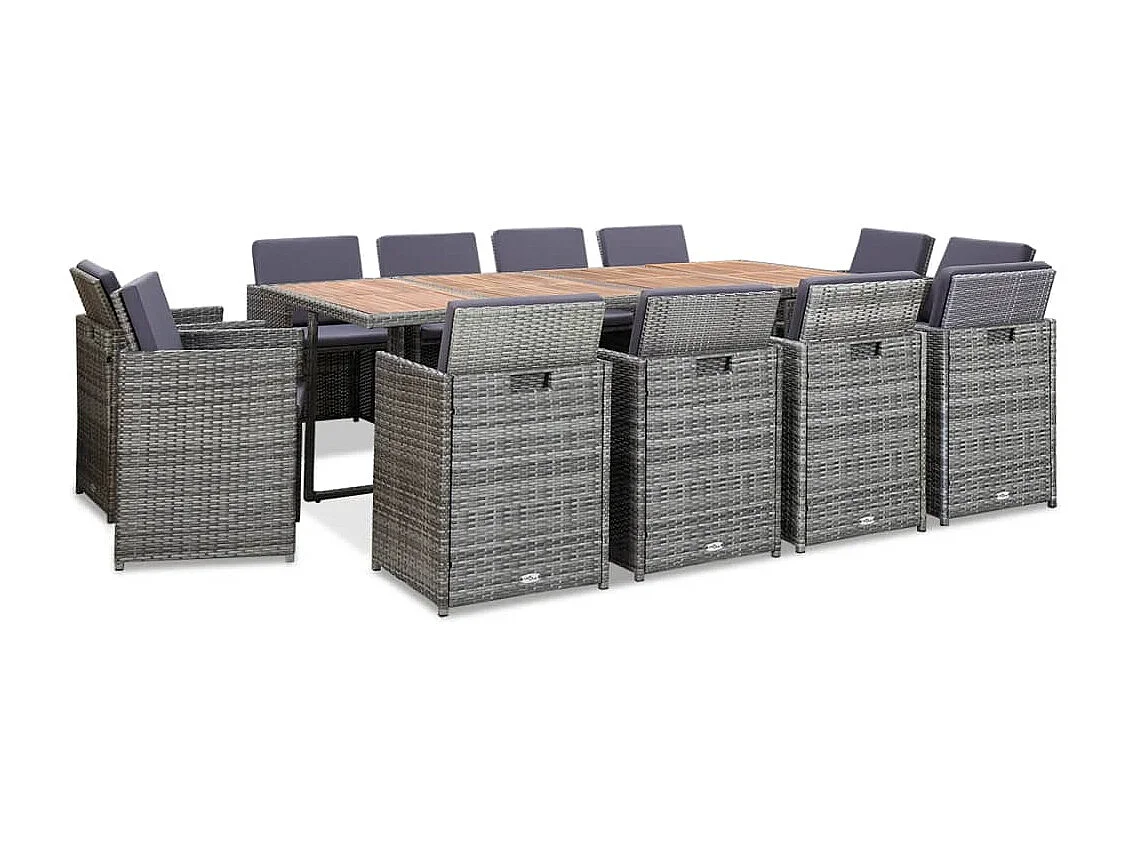 13-delige Tuinset met kussens poly rattan antracietkleurig