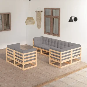7-delige Loungeset met kussens massief grenenhout 7-delige Loungeset met kussens massief grenenhout