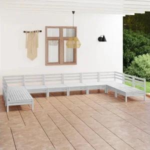 10-delige Loungeset massief grenenhout wit 10-delige Loungeset massief grenenhout wit