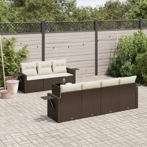 8-delige Loungeset met kussens poly rattan bruin 8-delige Loungeset met kussens poly rattan bruin