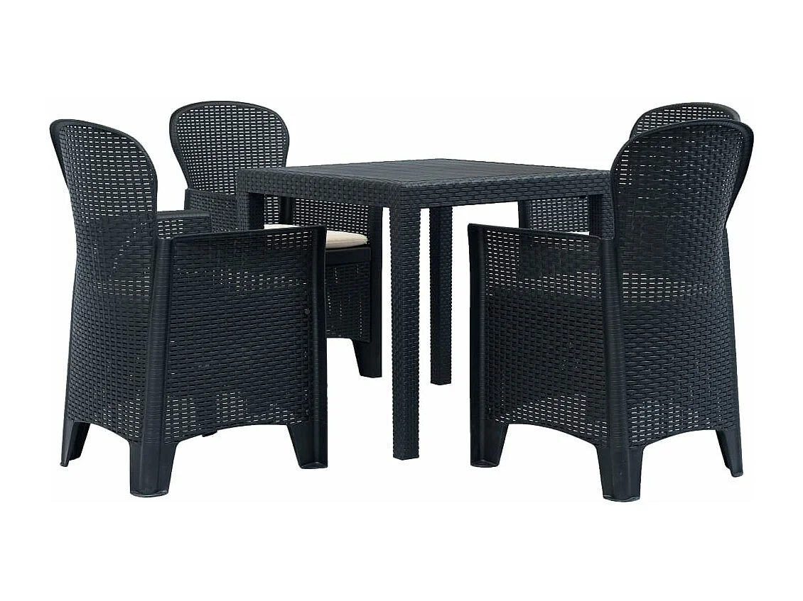 5-delige Tuinset rattan-look kunststof antraciet