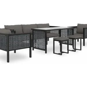 8-delige Loungeset met kussens poly rattan antraciet 8-delige Loungeset met kussens poly rattan antraciet
