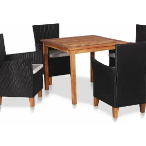 5-delige Tuinset poly rattan zwart en bruin 5-delige Tuinset poly rattan zwart en bruin