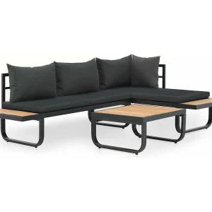2-delige Tuinhoekbankenset met kussens aluminium HKC