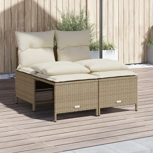 4-delige Loungeset met kussens poly rattan beige 4-delige Loungeset met kussens poly rattan beige