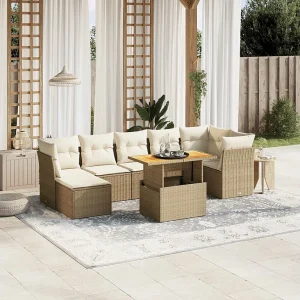 8-delige Loungeset met kussens poly rattan beige 8-delige Loungeset met kussens poly rattan beige