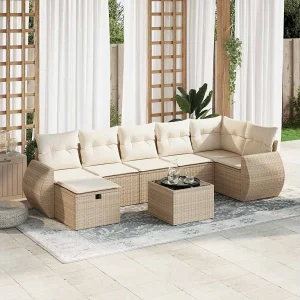 8-delige Loungeset met kussens poly rattan beige 8-delige Loungeset met kussens poly rattan beige