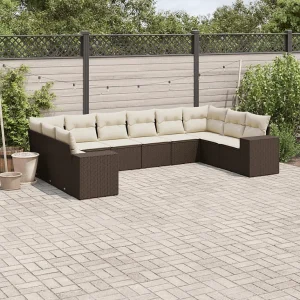 10-delige Loungeset met kussens poly rattan bruin 10-delige Loungeset met kussens poly rattan bruin