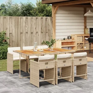 7-delige Tuinset met kussens poly rattan beige 7-delige Tuinset met kussens poly rattan beige