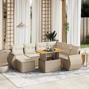 8-delige Loungeset met kussens poly rattan beige 8-delige Loungeset met kussens poly rattan beige