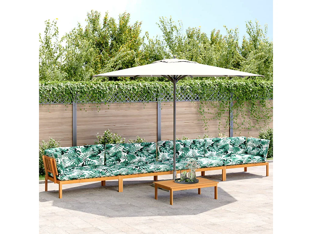 5-delige Loungeset pallet met kussens massief acaciahout