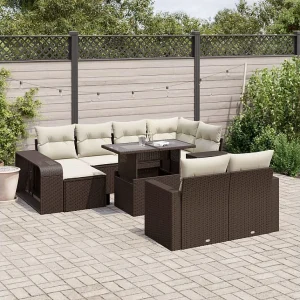 11-delige Loungeset met kussens poly rattan bruin 11-delige Loungeset met kussens poly rattan bruin