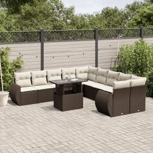 11-delige Loungeset met kussens poly rattan bruin 11-delige Loungeset met kussens poly rattan bruin