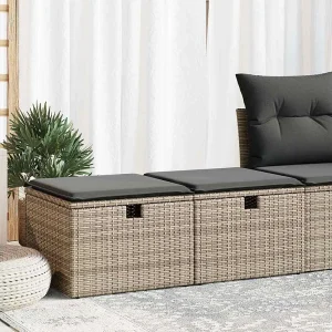 2-delige Loungeset met kussens poly rattan acacia grijs 2-delige Loungeset met kussens poly rattan acacia grijs