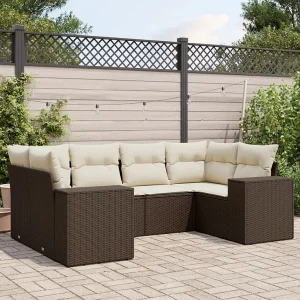 6-delige Loungeset met kussens poly rattan bruin 6-delige Loungeset met kussens poly rattan bruin