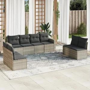 8-delige Loungeset met kussens poly rattan lichtgrijs 8-delige Loungeset met kussens poly rattan lichtgrijs