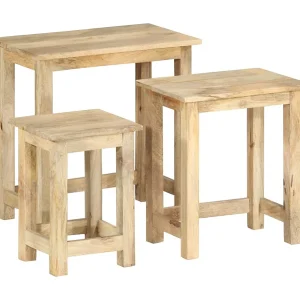 3-delige Tafeltjesset massief mangohout 3-delige Tafeltjesset massief mangohout