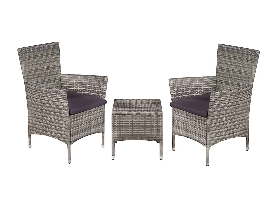 3-delige Bistroset poly rattan grijs