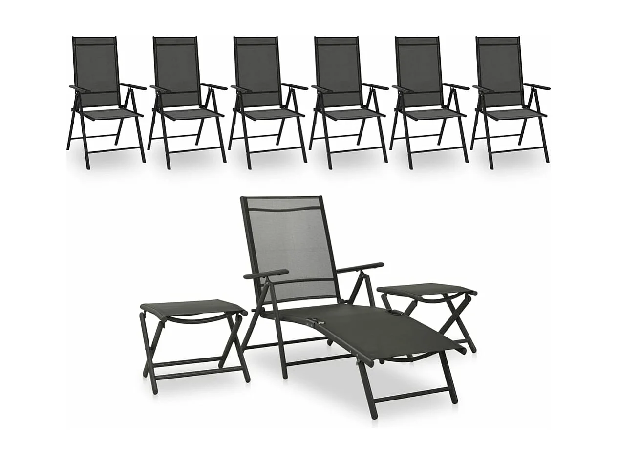 9-delige Loungeset zwart en antracietkleurig