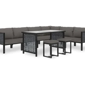 9-delige Loungeset met kussens poly rattan antraciet 9-delige Loungeset met kussens poly rattan antraciet
