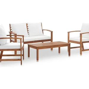 4-delige Loungeset met kussens massief acaciahout 4-delige Loungeset met kussens massief acaciahout