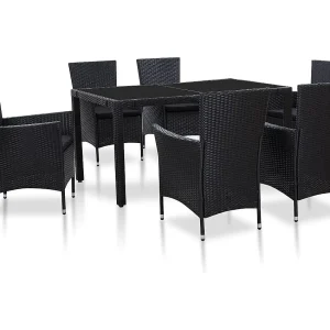 7-delige Tuinset poly rattan zwart 7-delige Tuinset poly rattan zwart