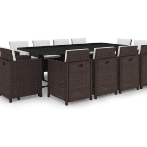 13-delige Tuinset met kussens poly rattan bruin 13-delige Tuinset met kussens poly rattan bruin